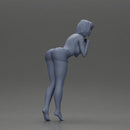 Confident Girl in Red Top and White Shorts, Posing Playfully - Only-Games