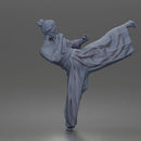 Man Performing Martial Arts High Kick Pose Gi Uniform Belt Barefoot Outfit