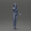 Confused Woman in Bikini Standing with Hand on Forehead - Only-Games