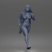 Running woman wearing bikini top and open shirt with sneakers sprinting - Only-Games