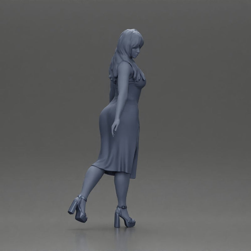 Elegant woman in red dress gracefully walking with confidence and poise - Only-Games