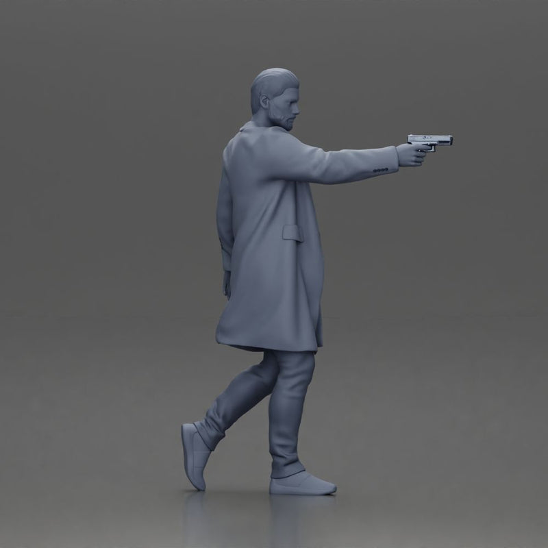 Man in Black Coat Aiming a Gun with Confident Stance - Only-Games