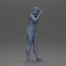 Graceful woman waving with elegance and a warm expression - Only-Games