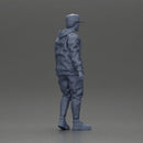 Stylish urban man walking in black jacket white hoodie cap and sneakers - Only-Games