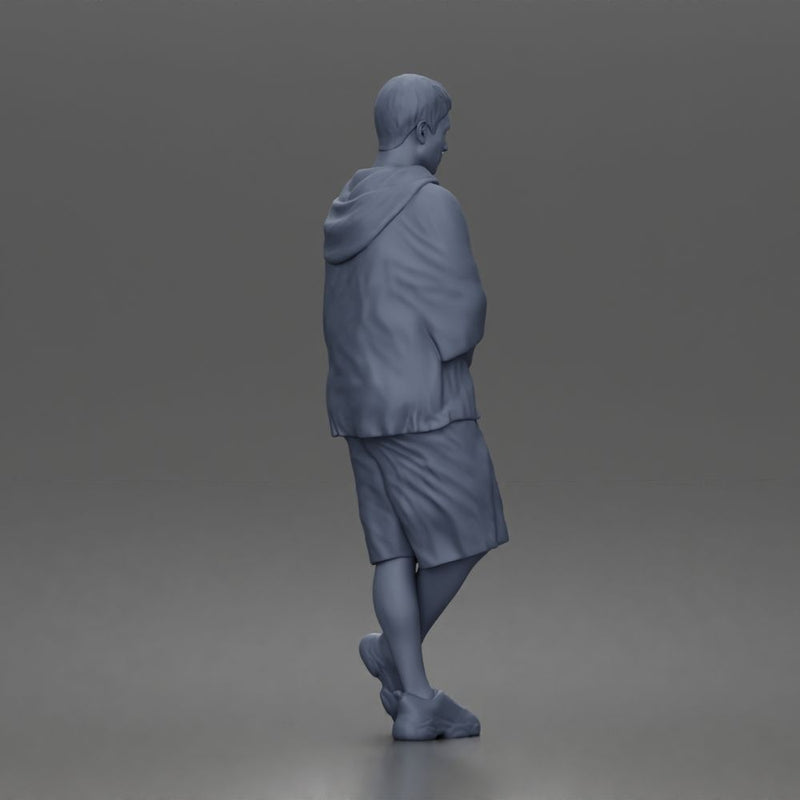 Man crosses arms wearing hoodie shorts sneakers relaxed - Only-Games