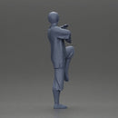 Martial Artist in Action Pose Wearing Traditional Kung Fu Outfit - Only-Games