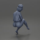 Relaxed girl in red sipping coffee enjoying a peaceful moment on the beach - Only-Games