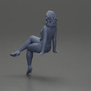 Stylish woman sitting confidently in red top yellow pants heels - Only-Games