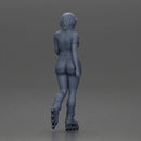 Woman in green outfit gliding smoothly on olive roller skates - Only-Games