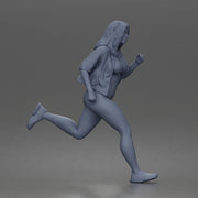 Running woman wearing bikini top and open shirt with sneakers sprinting - Only-Games