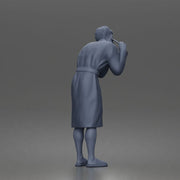 Morning routine man shaving calmly in bathrobe and cozy slippers - Only-Games
