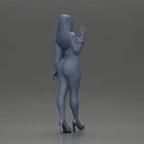 Elegant fashion model in pink mini dress and heels posing - Only-Games