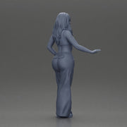 Chola style woman white top red baggy pants posing. - Only-Games