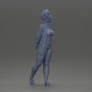 Chic woman in a red shirt and white bikini confidently walking - Only-Games