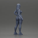 woman in red bodysuit striking a fashionable pose with sneakers - Only-Games