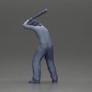 gangster man with curly hair swings baseball bat with powerful intent - Only-Games