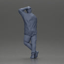 Fashion model posing casually in open shirt cargo pants relaxed stance - Only-Games