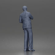 Pensive gentleman twirls mustache wearing cap blazer relaxed trousers polished shoes - Only-Games