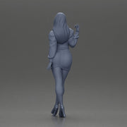 Elegant fashion model in pink mini dress and heels posing - Only-Games