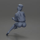 Relaxed girl in red sipping coffee enjoying a peaceful moment on the beach - Only-Games