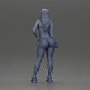 woman in red bodysuit striking a fashionable pose with sneakers - Only-Games