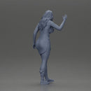 Graceful woman waving with elegance and a warm expression - Only-Games