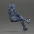 Stylish Woman in Blue Jacket Relaxing with Confident Poise - Only-Games