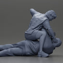 Man Confronting Opponent in Intense Struggle on the Street Man Lying on the Ground, Defending Himself from an Attack - Only-Games