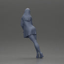 Stylish Woman in Green Dress and White Heels with Pose - Only-Games