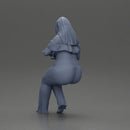 Blonde woman in red top white pants sitting applies hand cream - Only-Games