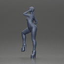 Bold Fashionista in Red Bodysuit and Sky-High Platform Heels - Only-Games