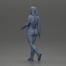 woman walking with purpose wearing red top white shorts brown boots - Only-Games