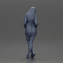 Stylish woman in red blazer dress and boots posing with crossed legs - Only-Games