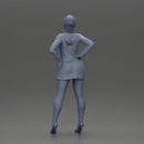 Stylish woman in red long hoodie with hands on hips showing elegance - Only-Games