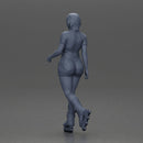 Woman in green outfit gliding smoothly on olive roller skates - Only-Games