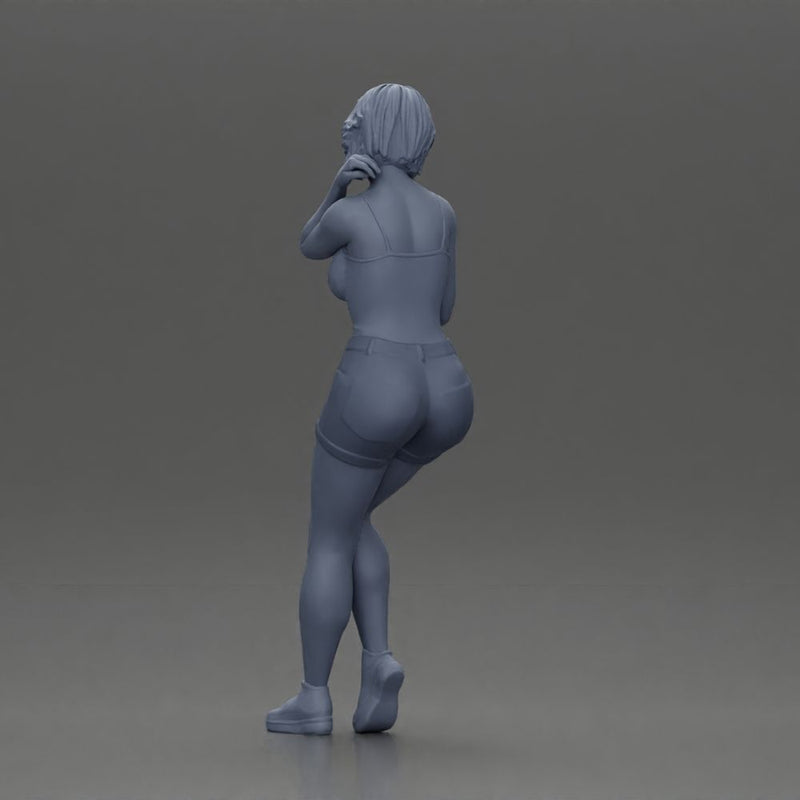 Girl casually checking her phone while striking a relaxed pose - Only-Games