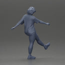 Woman in casual outfit joyfully kicks her leg with energy - Only-Games