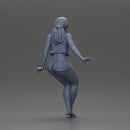 Stylish woman sitting casually in a white top and blue skirt - Only-Games