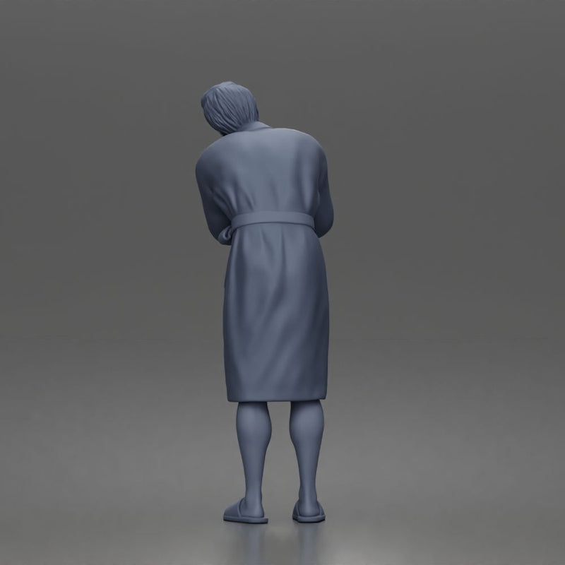 Morning routine man shaving calmly in bathrobe and cozy slippers - Only-Games