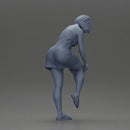 Woman in white towel lifting leg while putting on red underwear - Only-Games