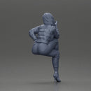 Stylish woman sitting in purple jacket posing with a cigarette confidently - Only-Games