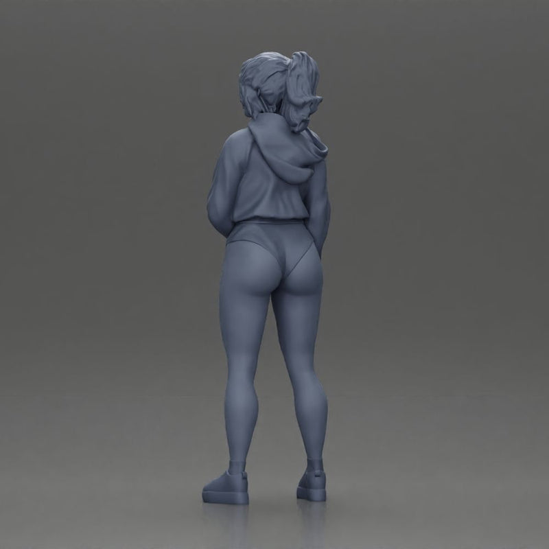 attractive woman in purple hoodie and bikini strikes a pose with style - Only-Games