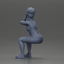 Stylish woman in red dress and sneakers striking dynamic pose - Only-Games