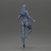 Stylized female figure posed dynamically in minimal attire - Only-Games