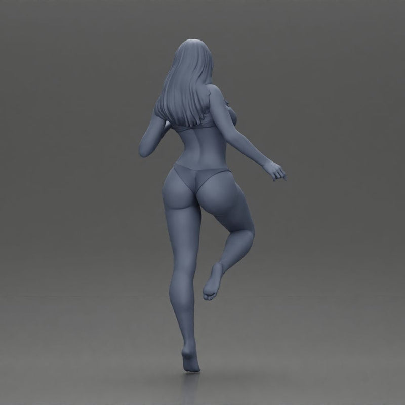 Stylized female figure posed dynamically in minimal attire - Only-Games