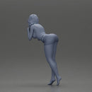 Confident Girl in Red Top and White Shorts, Posing Playfully - Only-Games