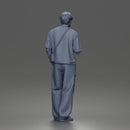 Casual Coffee Drinker Posing with Shoulder Bag Cargo Pants Sneakers