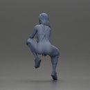 Street dancer in red overalls sitting stylishly on parked car - Only-Games