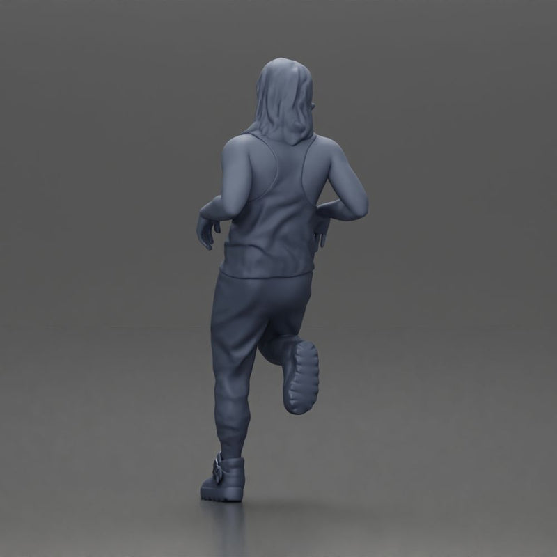 Man with long hair in Tank Top and Pants Leaning Confidently on Car - Only-Games