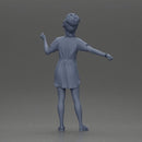 Woman in pink dress dancing joyfully with raised arms sideways - Only-Games